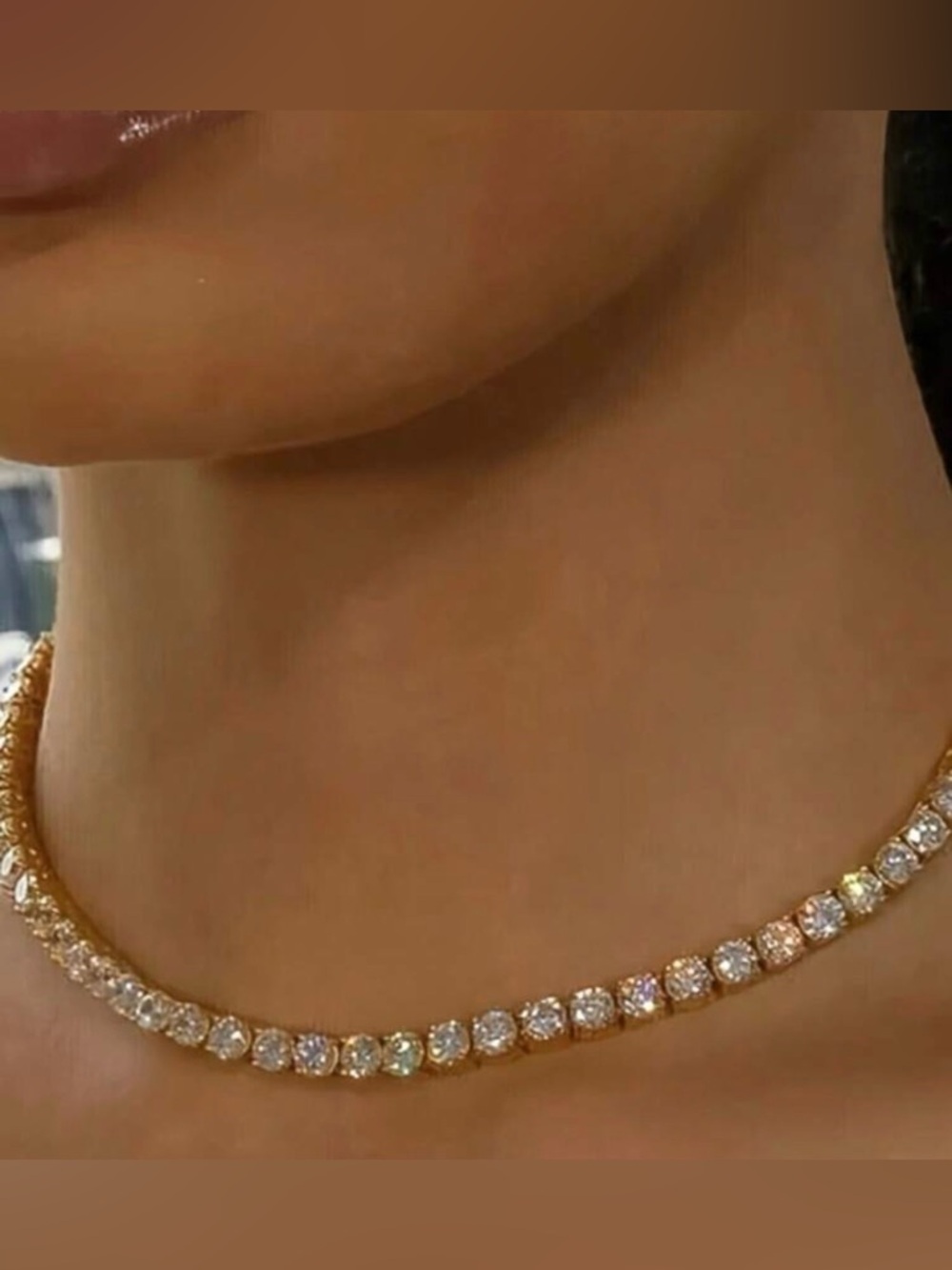 Silver Rhinestones Gold Choker Necklace Prom Elegant Party Glam Stripper NEW